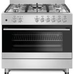 Gasline Gas Standherd 90cm GAG90GOINX Edelstahl Matt, 5 Flammig, Sabaf-Brenner, Gasbackofen mit Grill, elektrische Zündung, Vollzündsicherung Propan/Erdgas