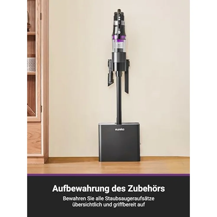 Eureka Stylus Elite Akku Staubsauger mit Absaugstation, 24000 Pa, 3L Staubbeutel, 60 Minuten Laufzeit, Anti-Verwicklungsbürste, abnehmbarer Akku – Bild 4