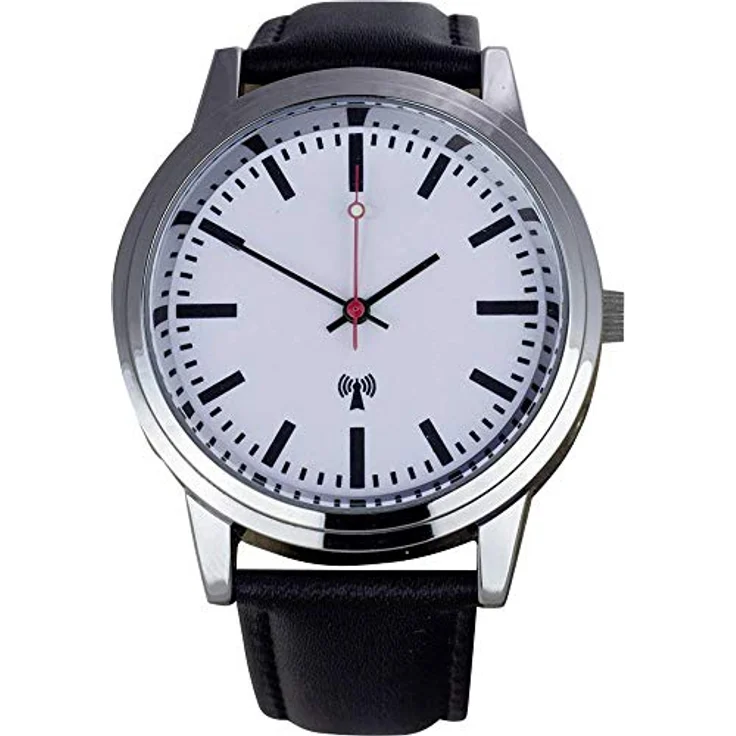 EUROTIME Funk Armbanduhr 62528, Edelstahl Gehäuse 40mm, Lederarmband, schwarz – Bild 2