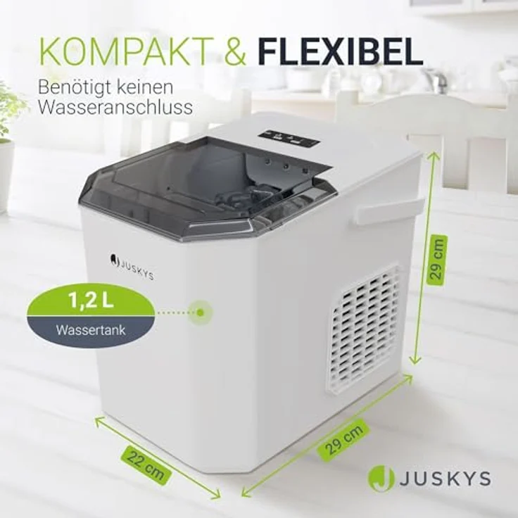 Juskys Eiswürfelmaschine IceOracle - Cocktail Eiswürfel in 6-13 min - Mini Eiswürfelbereiter für 12 kg/Tag - Großer Eiswürfelbehälter - Weiß – Bild 5
