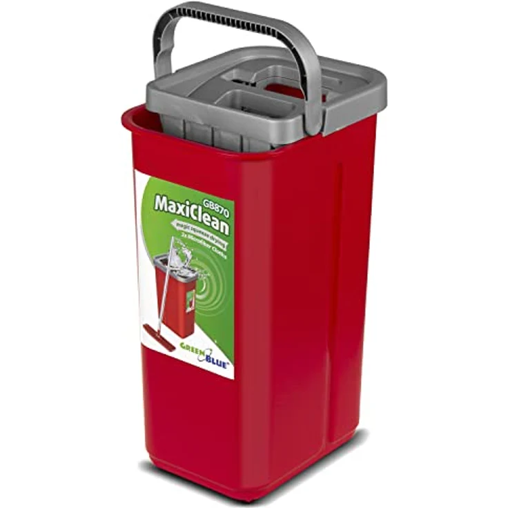 Green Blue GB870 MaxiClean Flachmopp Set mit 2 in 1 Putzeimer 5,7L Wischmop Set Bodenwischer Mopp Mop Reinigungssystem Reiniger 360° Drehbarer Moppkopf (Flach-Mopp und Eimer Set + 2x Ersatzbezüge) – Bild 4