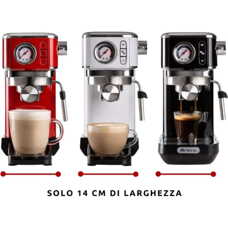 Ariete Perfetto Slim Manometro 1381/13, Siebträgermaschine, Rot – Bild 2