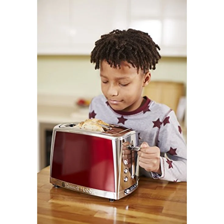 Russell Hobbs Toaster Luna rot, inkl. Brötchenaufsatz, 6 einstellbare Bräunungsstufen + Auftau- & Aufwärmfunktion, Schnell-Toast-Technologie, 1550W, 23220-56 – Bild 7