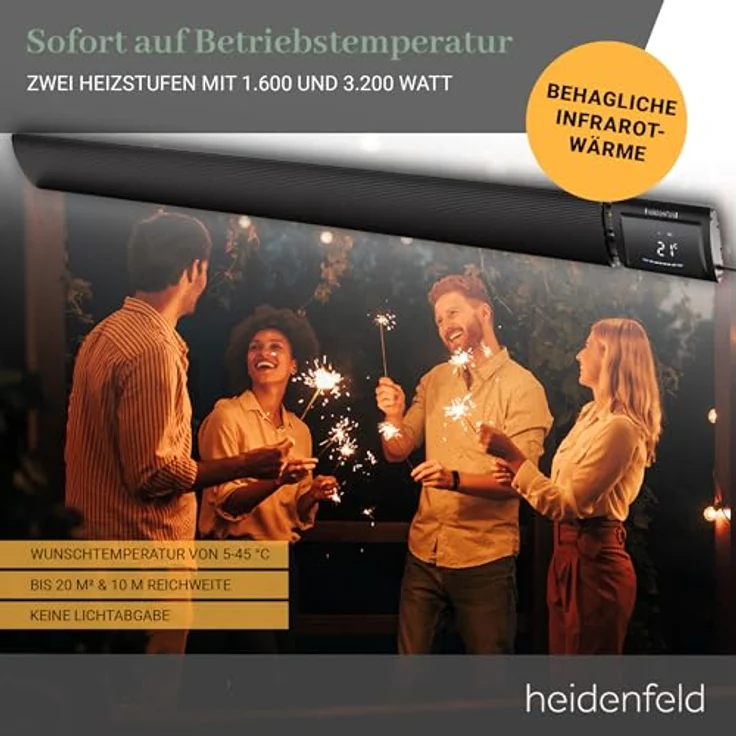Heidenfeld Dunkelstrahler DH700 Infrarot Elektro Heizstrahler Infrarotstrahler, Infrarotheizung – Bild 3