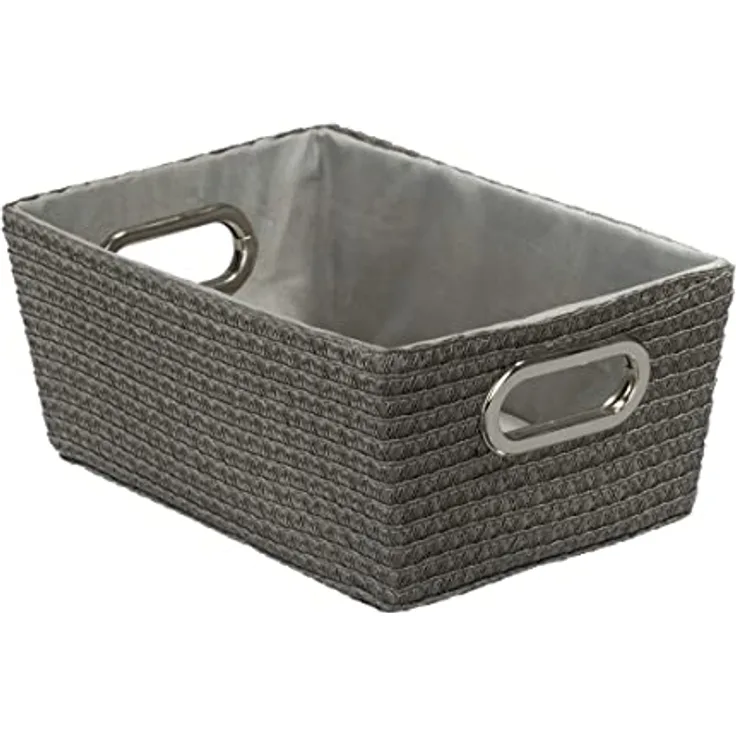 WENKO Aufbewahrungskorb Chromo Grau - Badkorb Fassungsvermögen: 4.68 l, Polypropylen, 28 x 12 x 19.5 cm, Grau