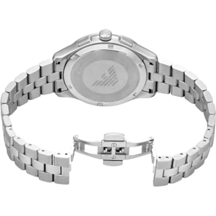 Emporio Armani Herren Chronograph, 41mm Edelstahlgehäuse mit schwarzem Sunray-Zifferblatt und 3 Unterziffern, Wasserbeständig bis 50m, Edelstahl- oder Lederarmband – Bild 5