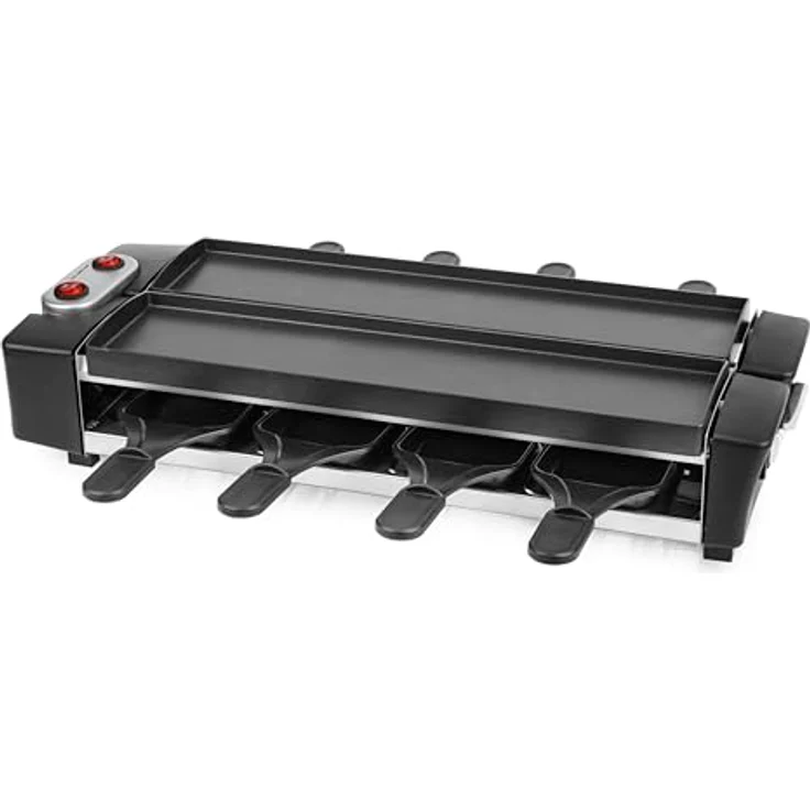 Emerio Raclette RG-132098.2, 8 Raclettepfännchen, 1100 W, mit 2 antihaftbeschichteten Grillplatten, flexibel einsetzbar – Bild 1