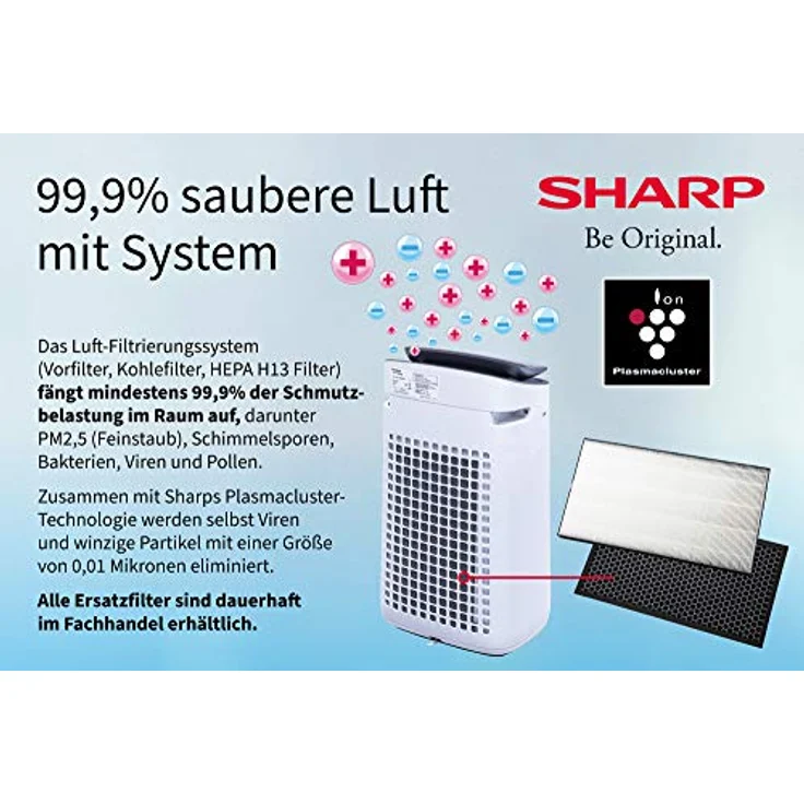 Sharp FPJ30EUB Luftreiniger mit Ventilator-Funktion Weiß, Schwarz (50 Watt, Raumgröße: 22 m², HEPA-Filter, Geruchsfilter) – Bild 3