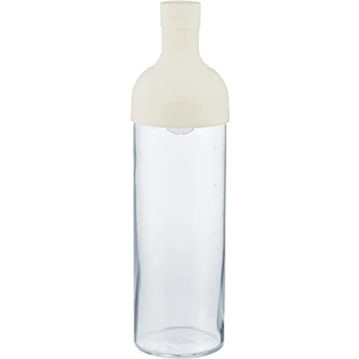HARIO Cold Brew Tee-Weinflasche, 750 ml, Weiß - Hitzebeständiges Glas, Silikongummi Auslauf/Stopper, PP Filter