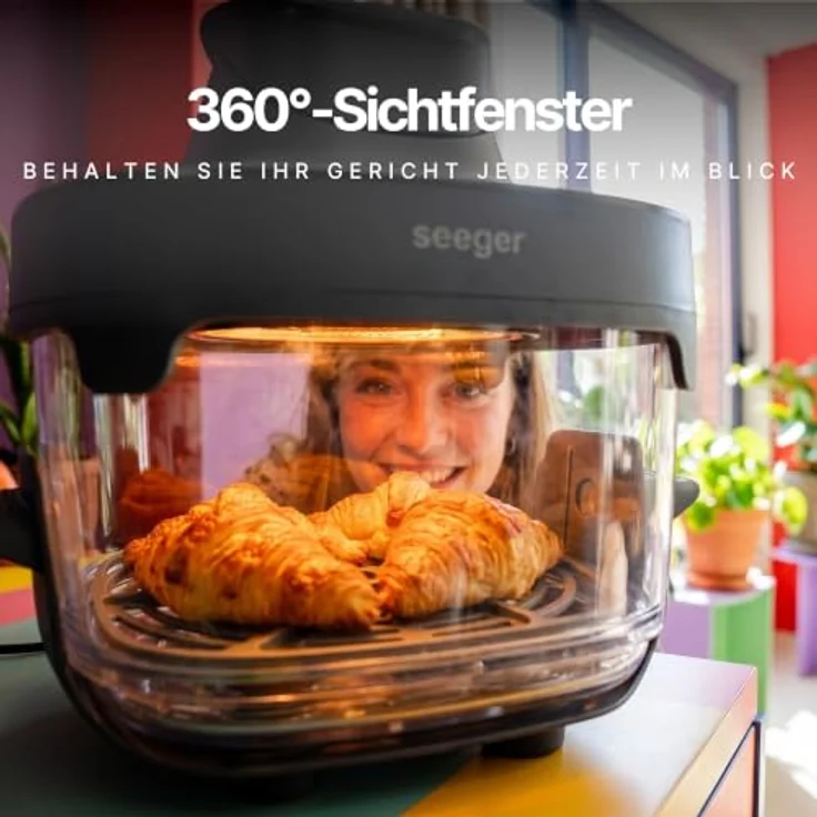 Seeger ClearFry Heißluftfritteuse, 1500 W, 2,5L + 4,5L Glasbehälter, 6 automatische Programme, PFAS-frei – Bild 2