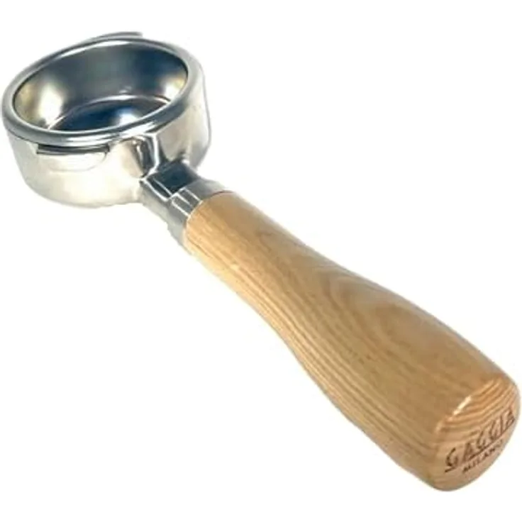 Gaggia Handfilter Holzsiebträger bodenlos Edelstahl und Eschenholz, professioneller 59 mm Siebträger für Gaggia Classic