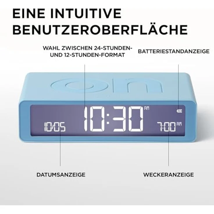 Lexon Flip Classic, Digitaler Wecker mit umkehrbaren EIN/Aus-Seiten, wiederaufladbar, LCD-Display, Berührungssensor für Schlummerfunktion – Khaki – Bild 5