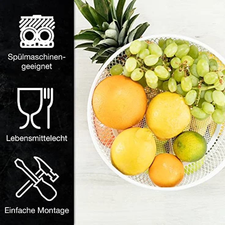 Moritz & Moritz Obst Etagere Weiß Metall – Moderne Obstschale Weiß – Obstkorb Etagere Weiß – Bild 3