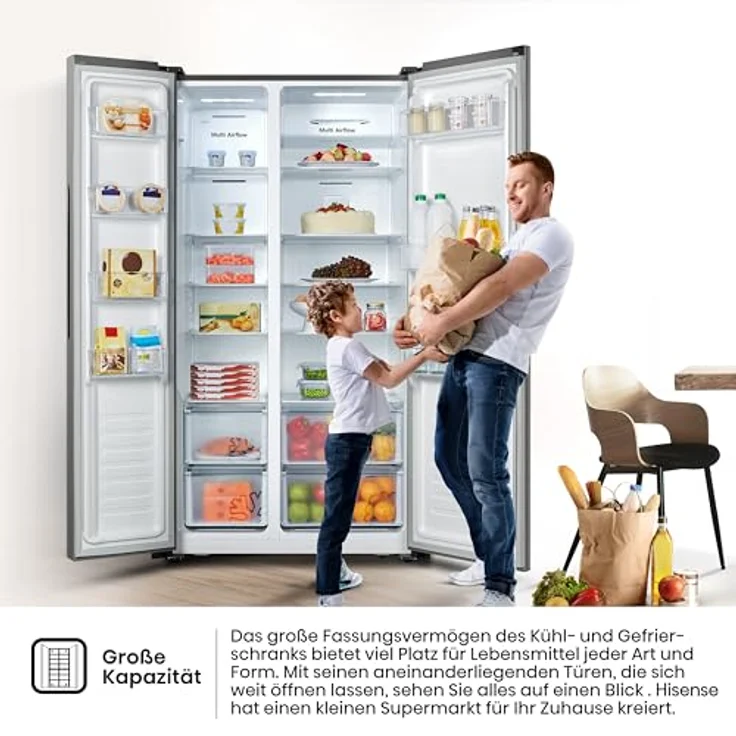 Hisense RS677N4ACC 20011475 Side-by-Side-Kühlschrank, freistehend, inoxfarben, Energieklasse C – Bild 9