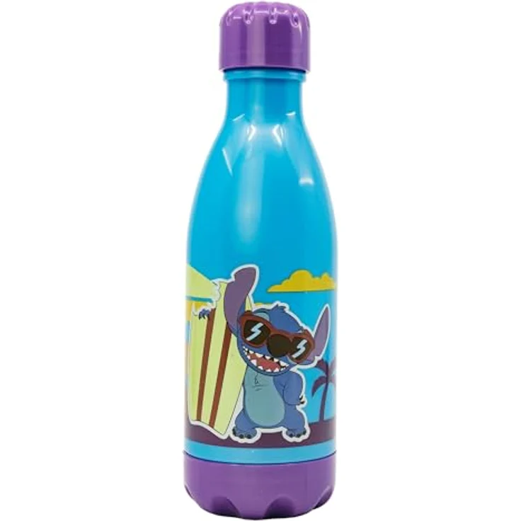 Storline Trinkflasche Lilo & Stitch, 560 ml Kinderflasche mit Trinkhalm und Druckverschluss, wiederverwendbar aus robustem Kunststoff – Bild 2