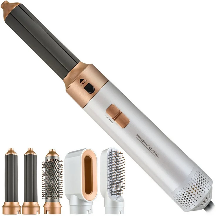 ProfiCare Lockendreher PC-HAS 3132, Warmluftbürste, 4in1 Hairstyler, 5 wechselbare Stylingaufsätze, ergonomischer Griff, Rose – Bild 1