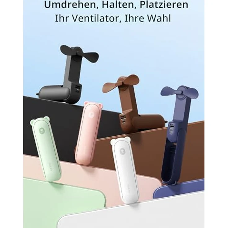 JISULIFE Mini Handventilator, 3-in-1 tragbar mit 12–19 Betriebsstunden, wiederaufladbarer USB, Powerbank und Taschenlampe, rosa – Bild 4