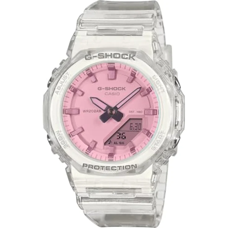 Casio G-Shock Classic Ana-Digi Armbanduhr, transparent/pink, mit Alarm, Stoppuhr und Mineralglas – Bild 1