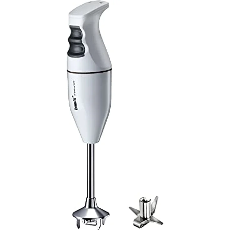 bamix Stabmixer Set EO140 CLASSIC inkl. Multifunktionsmesser aus Edelstahl, 140 Watt, 2-Stufen, Made in Switzerland, Weiß/Schwarz – Bild 1