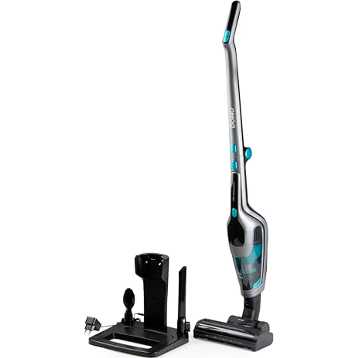 DOMO DO249SV, Akku Staubsauger 2-in-1, Schwarz/Blau, Zyklon-System mit HEPA-Filter, 55 Minuten Laufzeit, 130 W Motorleistung – Bild 1