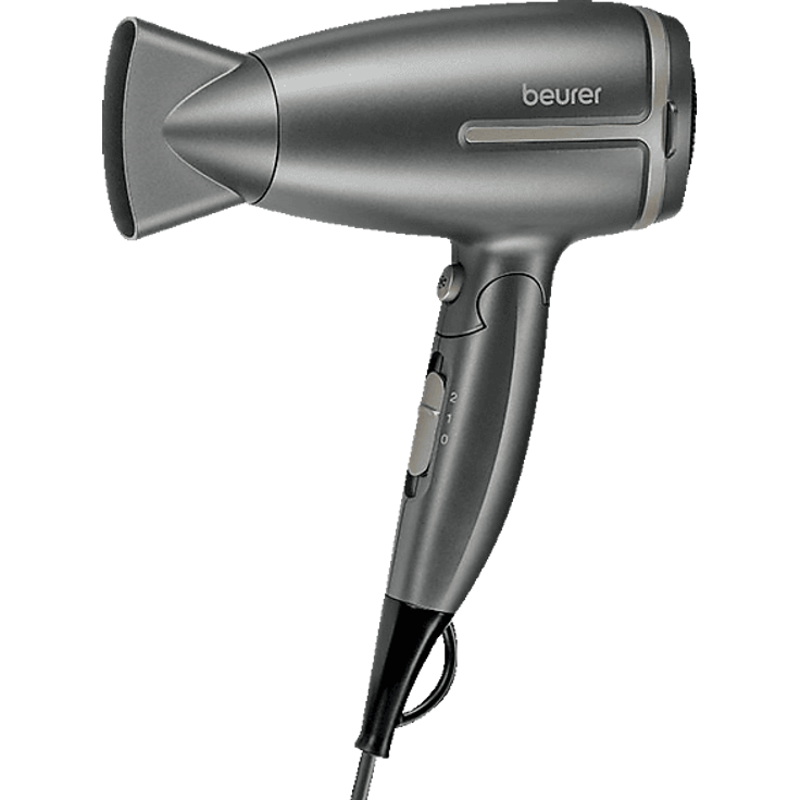 BEURER HC 1 R Travel+ Haartrockner, 1600 Watt, kompakt mit klappbarem Griff, grau