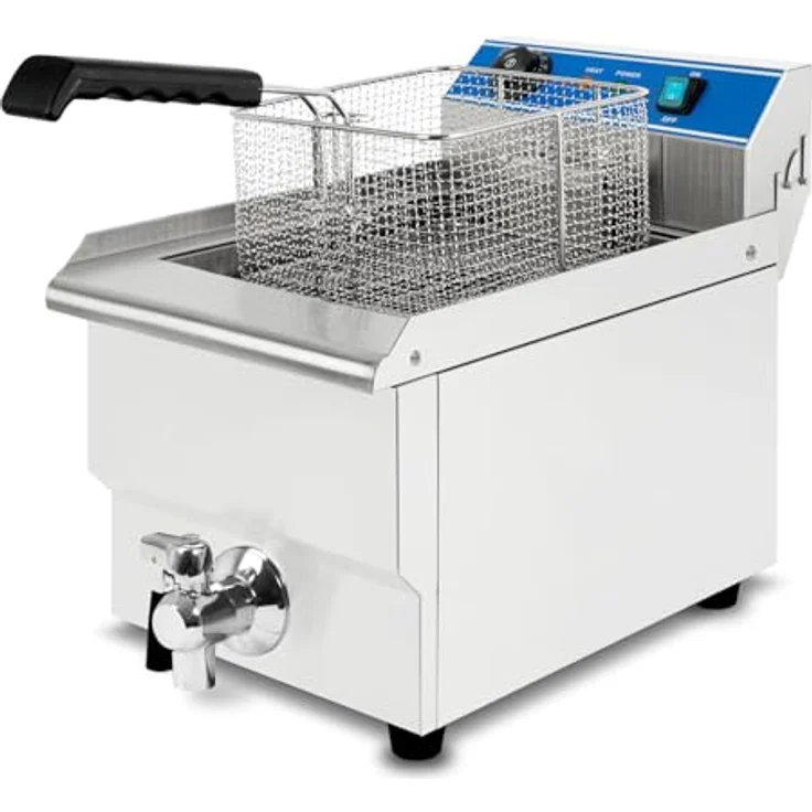 EBERTH VERTES FM19-FRT13-1, Edelstahl Friteuse mit 13 Liter Fassungsvermögen, 50-200°C, 3000W, Kaltzonenprinzip, Ablasshahn, einfache Reinigung – Bild 3