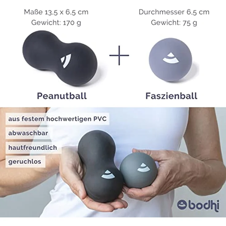 Bodhi Faszien Set: Peanutball und Faszienball | Flexibles Faszienball-Set zur Selbstmassage | Massagebälle für den ganzen Körper | 6,5 cm Durchmesser – Bild 5