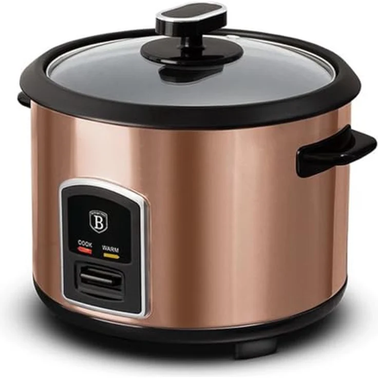 Berlinger Haus Reiskocher BH-9274, 1.8L 700W, Edelstahl Rose Gold mit Antihaft-Innentopf und Glasdeckel – Bild 1