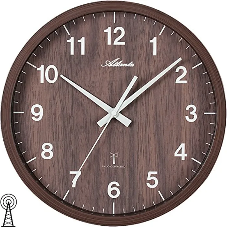Atlanta Uhren 4438/20 Funkwanduhr 26,5 cm Holzoptik - Nussbaum