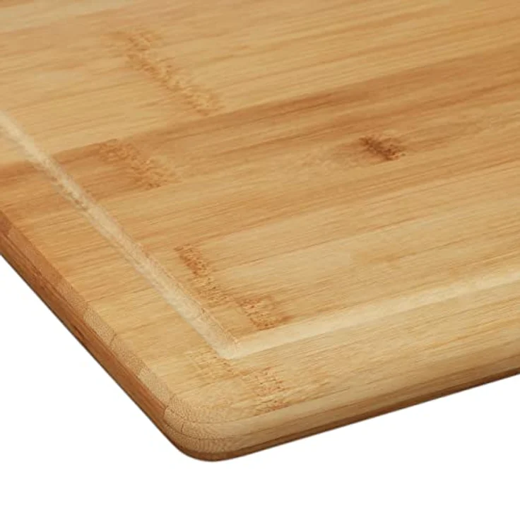 Relaxdays Schneidebrett Bambus, antibakteriell, Saftrille, Küchenbrett oder Herdabdeckung, HBT: 2 x 56,5 x 50 cm, natur – Bild 8