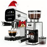 Aigostar Elektrische Kaffeemühle Kegelmahlwerk, 52 Mahleinstellungen, 180 W, Silber, antistatisch, einfach zu reinigen