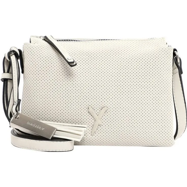 SURI FREY Umhängetasche SFY Romy, für Damen - Vegane Feinsynthetik, Lasercut-Optik, samtig, Uni-Design, Abmessung 21 x 17 x 8 cm, schwarz