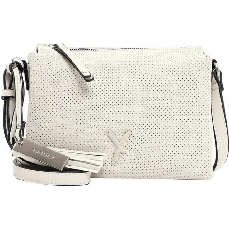 SURI FREY Umhängetasche SFY Romy, für Damen - Vegane Feinsynthetik, Lasercut-Optik, samtig, Uni-Design, Abmessung 21 x 17 x 8 cm, schwarz – Bild 1