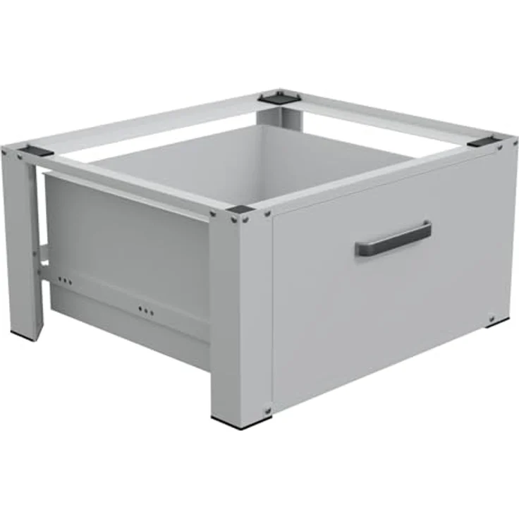 HAGO24 | Waschmaschinenuntergestell | Podest mit Schublade und Ablage | 150kg Traglast | Rückenschonend | Weiß | Aluminiumgriff – Bild 1
