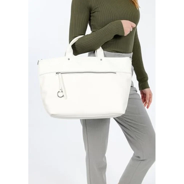 SURI FREY Shopper SFY Debby, veganer Einkaufstasche in Echtleder-Optik, weiß mit längenverstellbarem Umhängeriemen – Bild 4