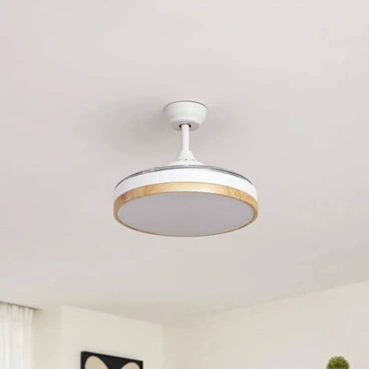 Lindby LED-Deckenventilator Oras, weiß, DC-Motor, leise, einstellbare Lichtfarbe, Ø 107 cm, Fernbedienung – Bild 3
