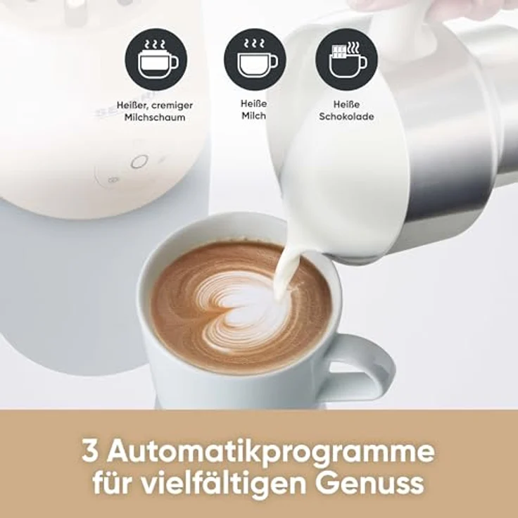 SEVERIN Design Induktions-Milchaufschäumer, elektrischer Milchschäumer mit Schokoladen-Funktion, geeignet für vegane Milch, Aesthetic, beige, SM 3589 – Bild 4