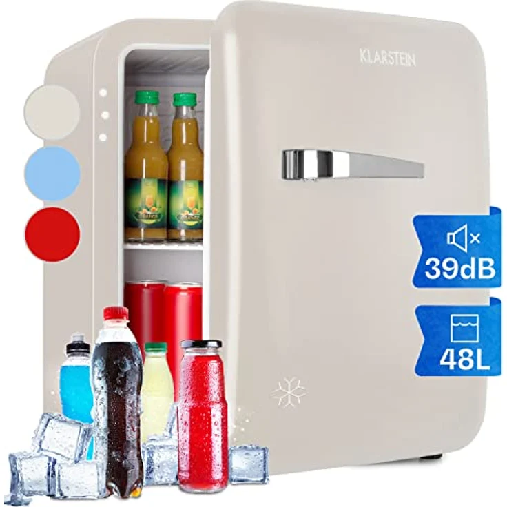 Klarstein Mini Kühlschrank für Zimmer, 48L Mini-Kühlschrank für Getränke & Kosmetik, Kleine Minibar, Kühlschrank Klein & Leise, Verstellbare Ablage, Kleiner Skincare Kühlschrank 0-10°C – Bild 1
