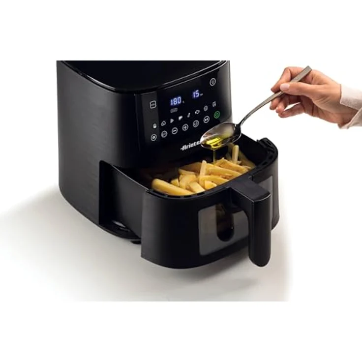 Ariete 4633 4L Heißluftfritteuse, 1400 W, 4L Fassungsvermögen, 9 Programme, Shake- und Grillfunktion, Temperatur bis 200°C, Schwarz – Bild 4