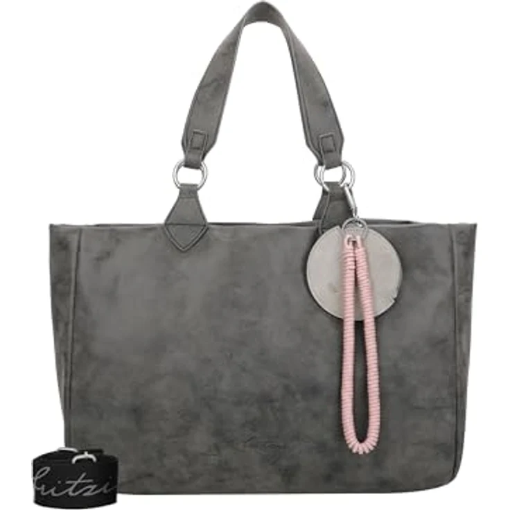 Fritzi aus Preußen Izzy Vintage Shopper Tasche, 42 cm, 100% Polyurethan, schwarz – Bild 1