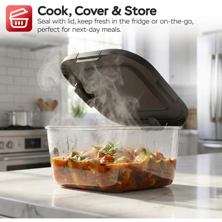 TurboTronic Heißluftfritteuse TT-AFG6, 6 L Glas Airfryer mit 1600 W, digitalem Touch-Display, 7 Programmen, Temperaturregelung 50–180 °C, BPA-frei, grau – Bild 6