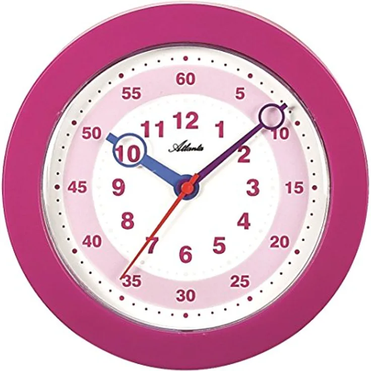 Atlanta Wanduhr für Mädchen für Kinder Rosa Pink - 4481-17
