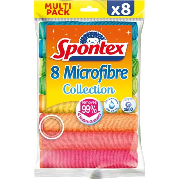 Spontex Mikrofaser Allzwecktücher 8er - Bunte Mikrofasertücher für viele Einsatzgebiete im Vorteilspack (4 x 8 Tücher) – Bild 2