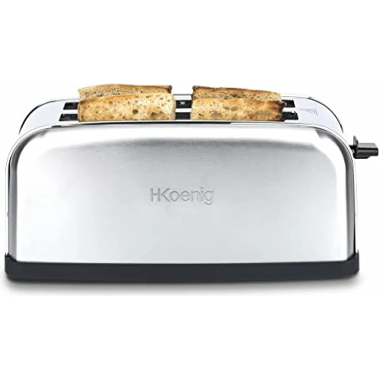 H.Koenig TOS28 Toaster - Langschlitztoaster mit extra breitem Schlitz - 7 Wärmestufen - 3 Funktionen - geeignet für Bauernbrot, 4 Toasts oder Baguette - Edelstahl - silber – Bild 4
