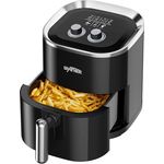 Grafner XL Heißluftfritteuse 3,6 Liter, 1200 Watt, 360° Gar-System, antihaftbeschichteter Frittierkorb, Timer bis 30 Minuten, stufenlose Temperaturwahl bis 200°C, ölfreie Fritteuse - Schwarz