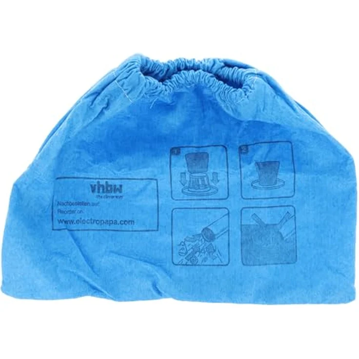vhbw Textilfilterbeutel kompatibel mit Parkside PWD 12 A1, 20 A1 - Abwaschbar, Blau, für Nass-/Trockensauger, hohe Reißfestigkeit – Bild 4