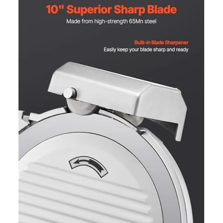VEVOR Allesschneider, 180 W elektrischer Fleischschneider mit 254 mm Premium-Klinge, 0-10 mm einstellbare Dicke für Fleisch, Gemüse, Brot und Käse – Bild 5