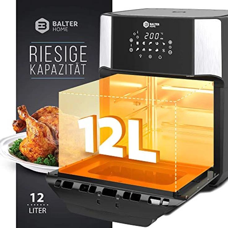 Balter HL-1200 Heißluft-Mini-Backoffen Heißluftfritteuse – Bild 5