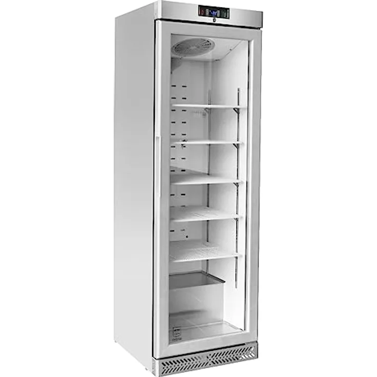 METRO Professional Gefrierschrank GSC240N, Edelstahl/Glas, 240 L, Luftkühlung, 550 W, mit Schloss, silber