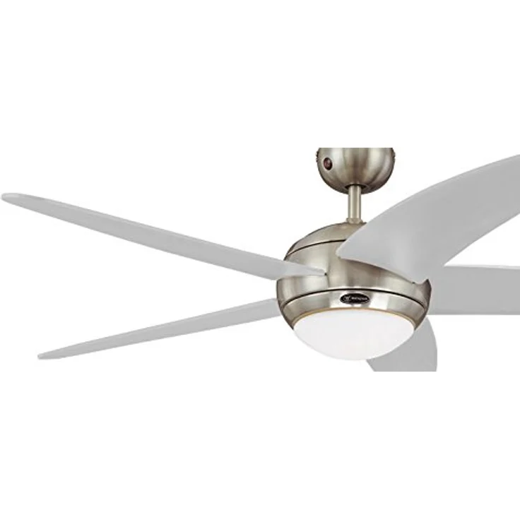 132 cm Deckenventilator Bendan 72220 mit Einzelleuchte und fünf Flügeln, Ausführung in seidenmattem Chrom mit Opalmilchglas – Bild 3